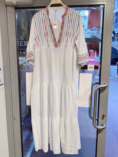 Mayorista Orice - Vestido largo de algodón con estampado bohemio