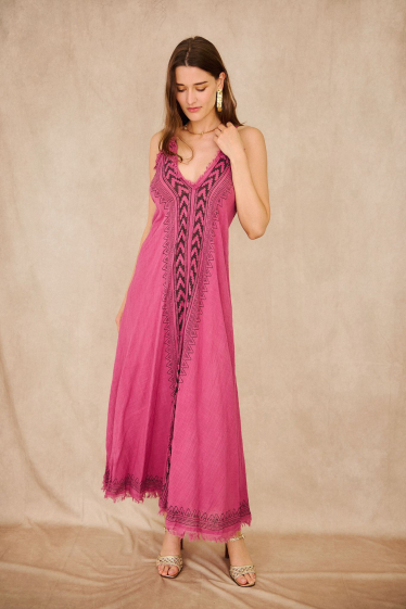 Wholesaler Orice - Long bohemian linen effect dress