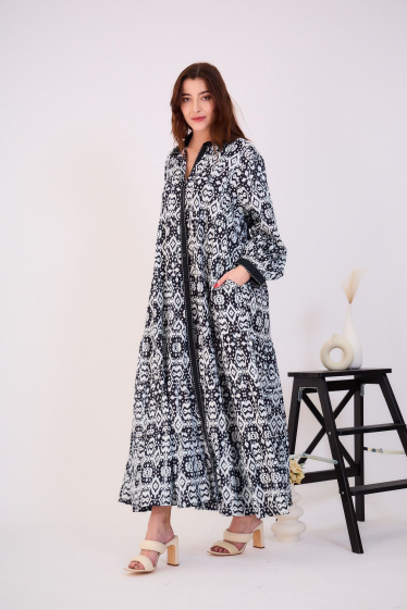 Wholesaler Orice - Bohemian long dobby cotton dress