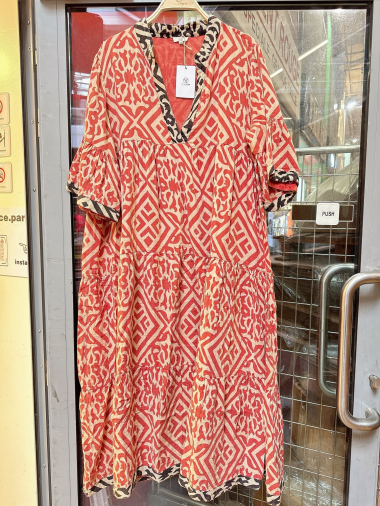 Großhändler Orice - Langes Bohemian-Kleid aus gefütterter Baumwolle