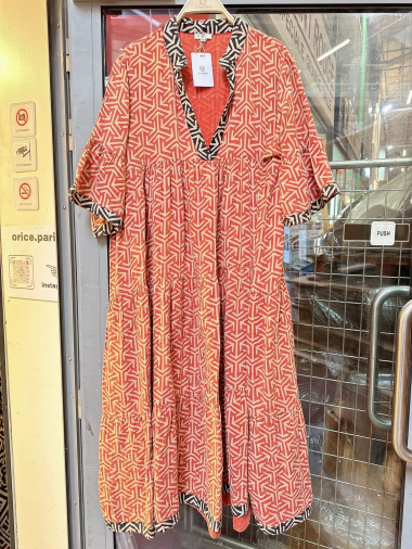 Großhändler Orice - Langes Bohemian-Kleid aus gefütterter Baumwolle