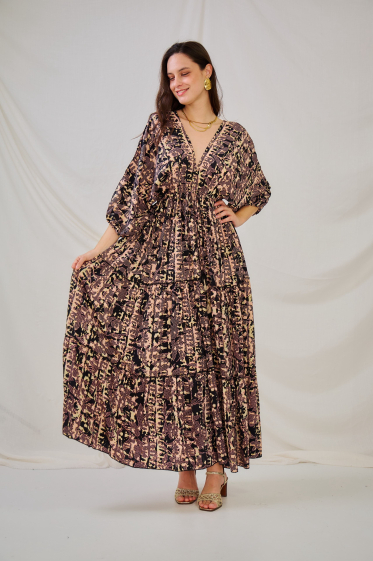Wholesaler Orice - Long bohemian silk dress