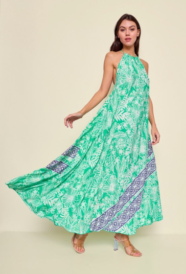 Wholesaler Orice - Long backless patterned silk dress
