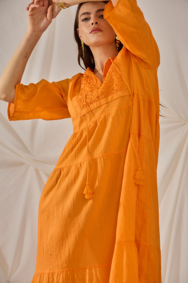 Grossiste Orice - Robe longue en coton uni