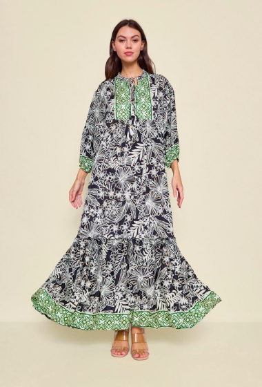 Wholesaler Orice - Long silk dress with patterns