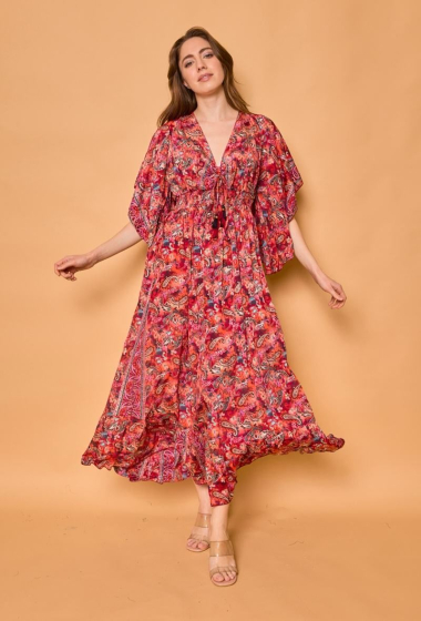 Wholesaler Orice - Bohemian silk printed long dress