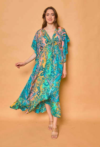 Grossiste Orice - Robe longue imprimé en soie bohème
