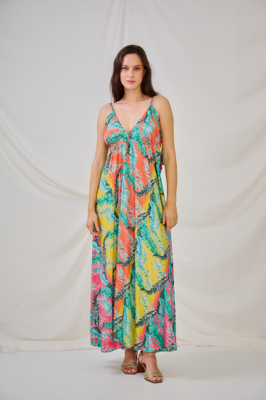 Wholesaler Orice - Long backless printed dress (size 36-46)