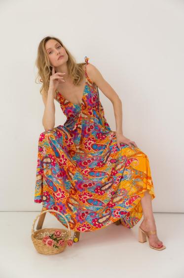 Wholesaler Orice - Long printed dress BACK NU (size 36-46)