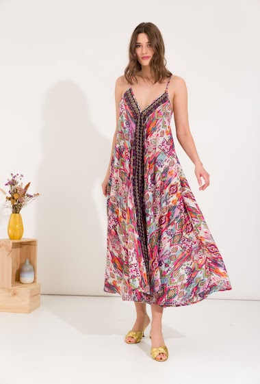Großhändler Orice - Langes Kleid mit LUREX-Print