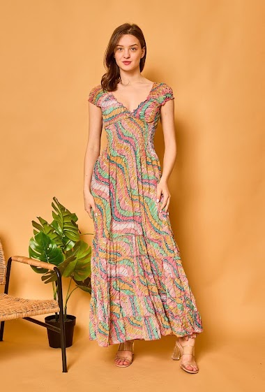 Wholesalers Orice - Printed bohemian dress