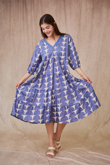 Wholesaler Orice - Bohemian cotton mid-length dress