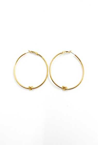 Großhändler ORIENT EXPRESS FIRST - Middle size steel hoop earrings with a Bow in the center