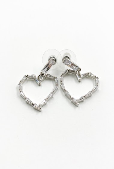 Wholesaler ORIENT EXPRESS FIRST - Heart earrings set with crystals
