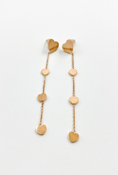 Wholesaler ORIENT EXPRESS FIRST - Steel heart pendant earrings
