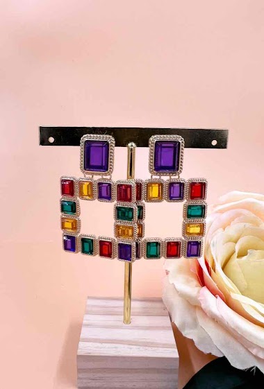 Mayorista Orient Express - Colorful Square Earrings