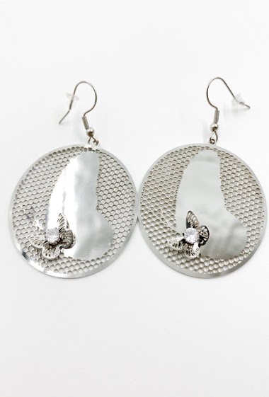 Wholesaler ORIENT EXPRESS FIRST - Steel dangling butterfly earrings