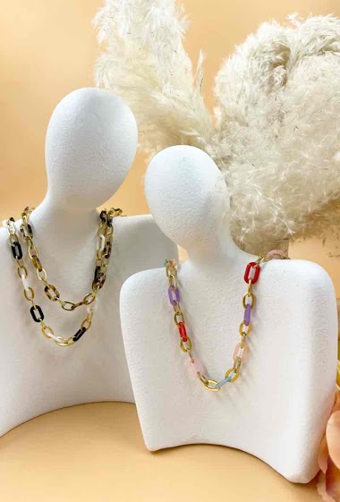 Wholesaler Orient Express - Gold chain ​​necklace acrylic melange steel