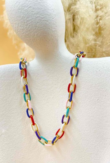Mayorista Orient Express - Gold chain ​​necklace acrylic melange steel