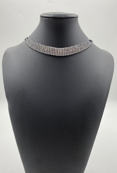 Wholesaler ORIENT EXPRESS FIRST - Chocker necklace set with cubic zirconium crystals