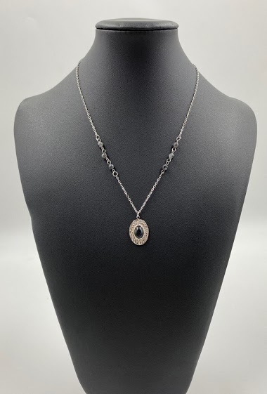 Großhändler ORIENT EXPRESS FIRST - Stainless steel necklace with pendant and pearls