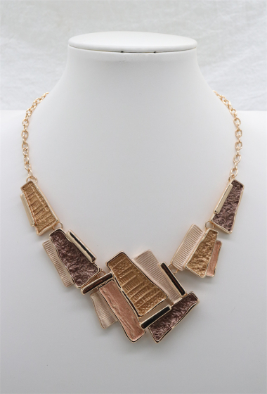 Großhändler Orient Express - Ausgefallene Halskette aus Metall, besetzt mit kubischen Zirkoniumkristallen