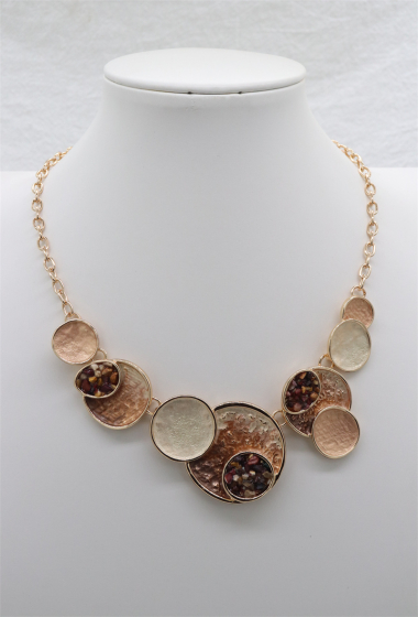Wholesaler Orient Express - Fancy metal necklace set with cubic zirconia crystals