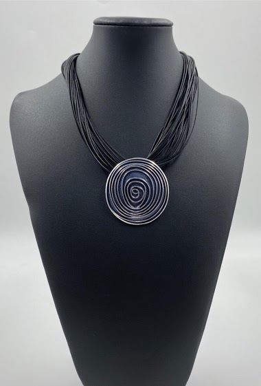 Wholesaler ORIENT EXPRESS FIRST - Short fancy necklace with metal spiral pendant