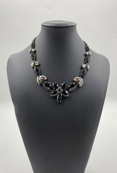 Großhändler ORIENT EXPRESS FIRST - Fancy flower necklace cubic zirconium glass crystals
