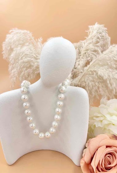 Grossiste Orient Express - Collier Grosses Perles Blanches