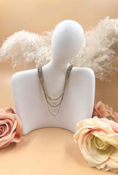 Wholesaler Orient Express - Gold Rhinestone Multi Chain Necklace