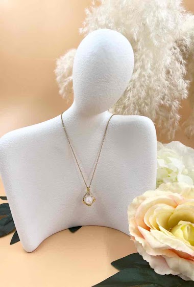 Mayorista Orient Express - Surgical Steel Pearl Pendant Necklace