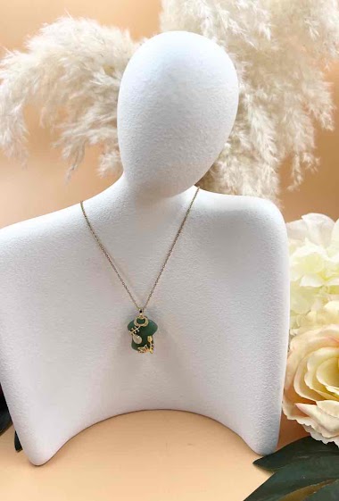 Wholesaler Orient Express - Surgical Steel Green Pendant Necklace