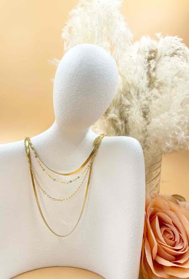 Mayorista Orient Express - Golden surgical steel multi-chain ​​necklace