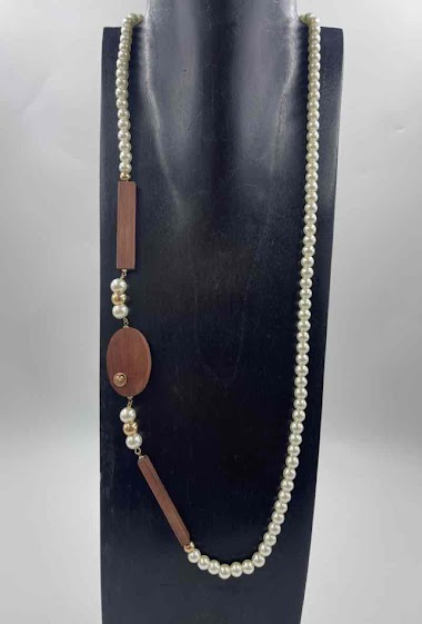 Wholesaler ORIENT EXPRESS FIRST - Pearl and Wood Neckless