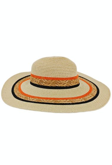Grossiste ORIENT&CO - Chapeau de paille large avec charms de plage