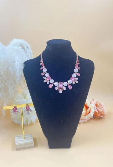 Wholesaler Orient Express - Fancy metal necklace set with cubic zirconia crystals