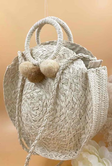 Großhändler ORIENT&CO - Rounded hand bag osier pompon