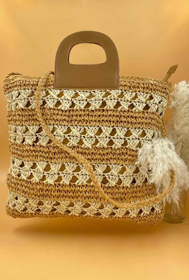 Wholesaler ORIENT&CO - Stripped Tote bag osier