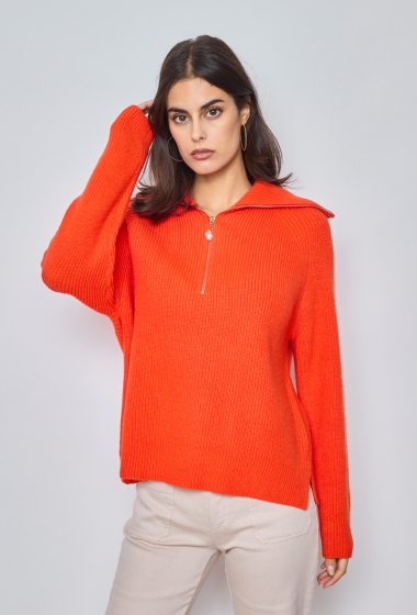 Wholesaler Orlinn - Knitted sweater with trucker collar and perl zipper