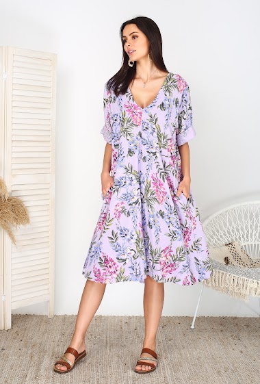 Wholesaler Ornella Paris - Linen printed dress