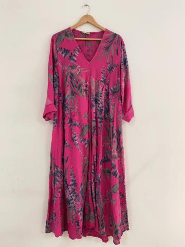 Grossiste Ornella Paris - Robe imprimée en lin grande taille