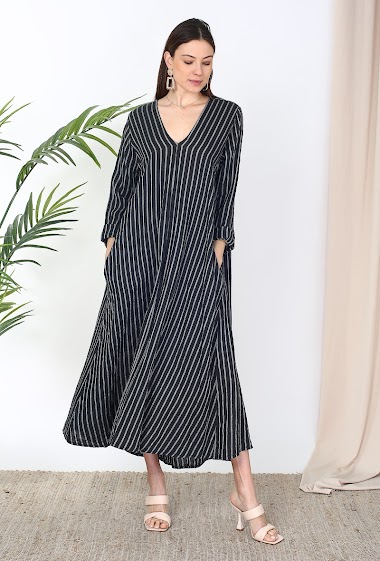 Wholesaler Ornella Paris - Linen striped dress