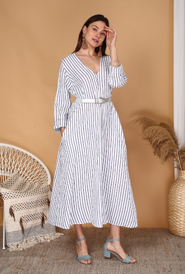 Wholesaler Ornella Paris - Linen striped dress