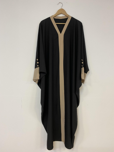 Wholesaler Ornella Paris - V-neck abaya with buttoned cuffs