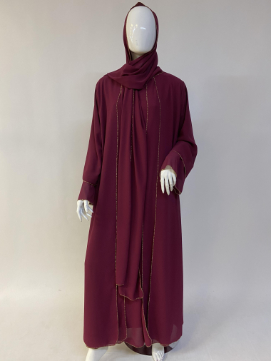 Wholesaler Ornella Paris - Abaya in gold stitching Long sleeve