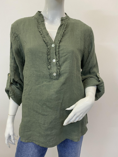 Wholesaler Ornella Paris - Long-sleeved V-neck blouse