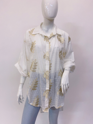 Wholesaler Ornella Paris - Embroidered leaf shirt