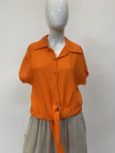 Großhändler Ornella Paris - Hemd mit Schleife aus Gas-Baumwolle