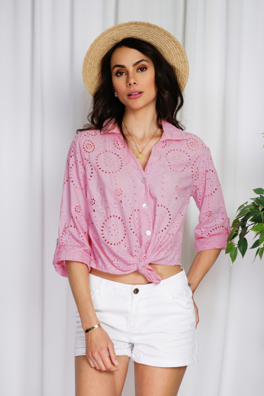 Mayorista Ornella Paris - Camisa de algodón bordada